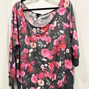Torrid floral Off Shoulder Sweatshirt Size 2